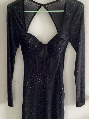 Windsor Black Rhinestone-Embellished Bodycon Dress